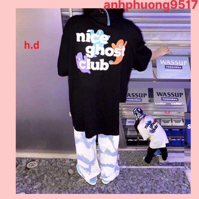 Áo thun Nice Ghost🦋 chất cotton mềm mịn🦋form thụng tay lỡ🦋dáng unisex🦋freesize nam nữ cá tính Hè