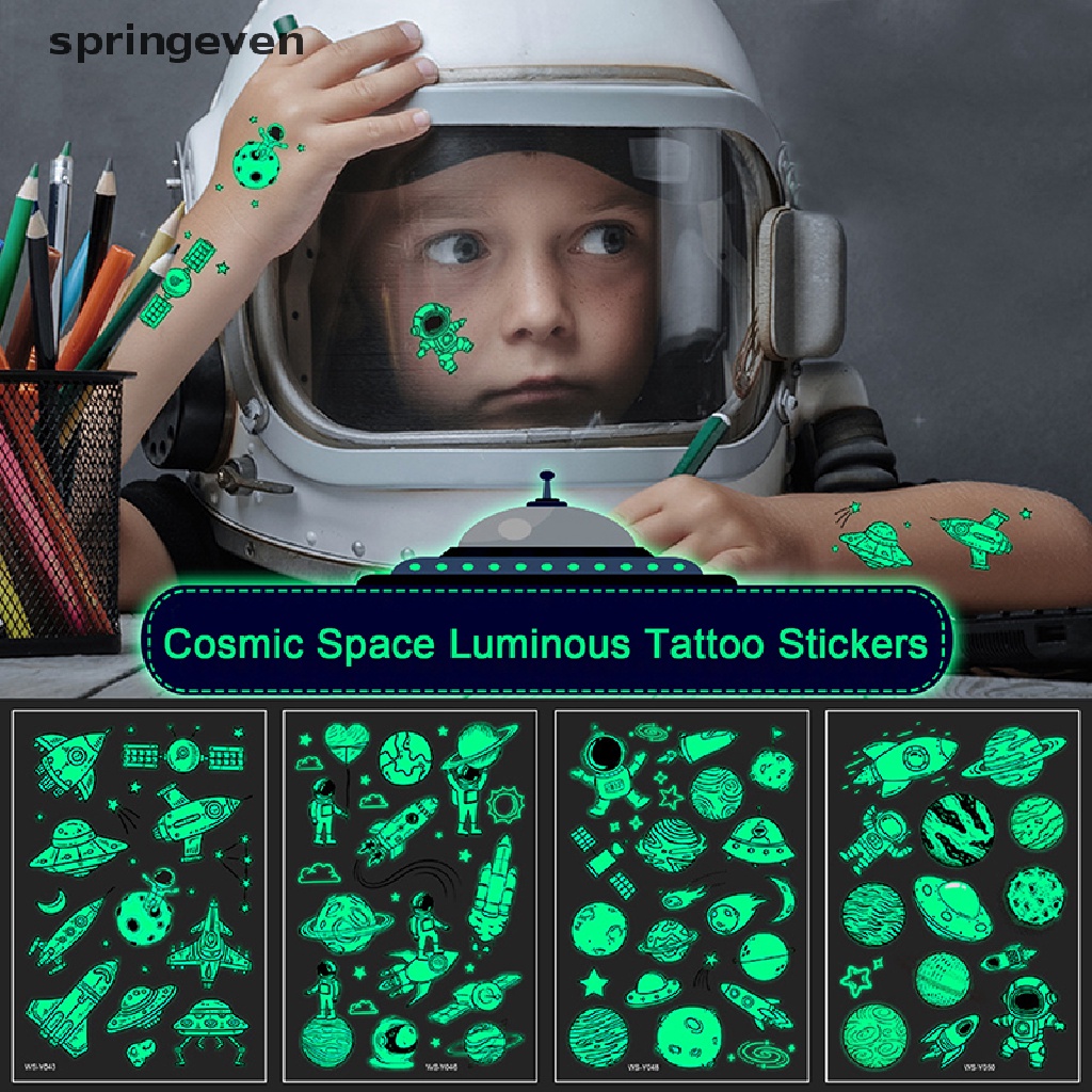 Hình Xăm Dán Tạm Thời Họa Tiết Vũ Trụ Dạ Quang Chống Nước