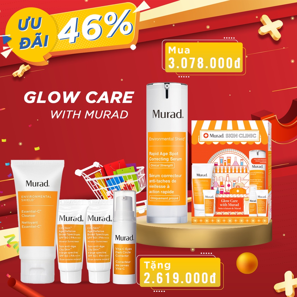 [MUA 1 TẶNG 4] Set Glow Care With Murad Sáng Bật Tông, Giảm Nám, Đốm Nâu &amp; Mờ Thâm Mụn Rapid Age Spot Correcting Serum