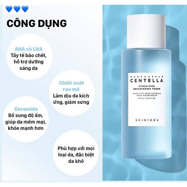 Nước hoa hồng Skin1004 Madagascar Centella dưỡng ẩm &amp; sáng da Hyalu-Cica brightening toner 210ml NPP Shoptido