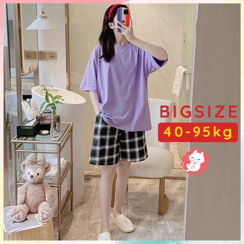 Đồ bộ Bigsize nữ đồ mặc nhà trơn caro cotton thoải mái thoáng mát BC23