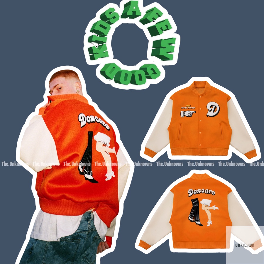 👑 👑  - Áo Varsity Jacket DONCARE PROM COLLAGE JACKET" - ORANGE JACKET,Áo khoác bomber DONCARE Varsity