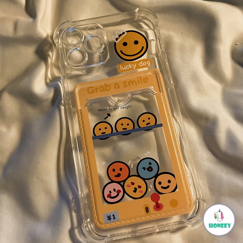 Ốp điện thoại TPU mềm chống sốc có ví đựng thẻ họa tiết mặt cười emoji kiểu Hàn cho IPhone 13 12 11 Pro Max XR 7 Plus | BigBuy360 - bigbuy360.vn