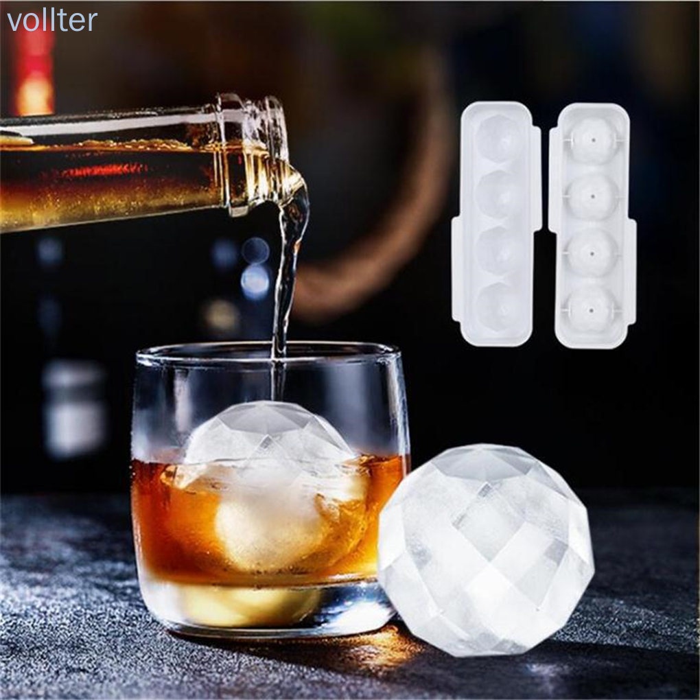 Khuôn Silicone Làm Đá 4 Ngăn Hình Tròn Chống Dính Diy