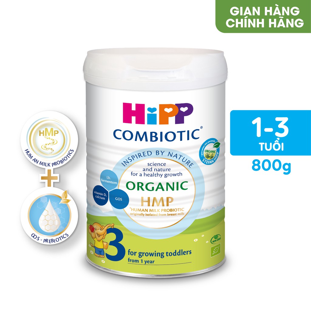 Sữa bột công thức HiPP 3 Organic Combiotic 800g hỗ trợ tiêu hóa và tăng chiều cao