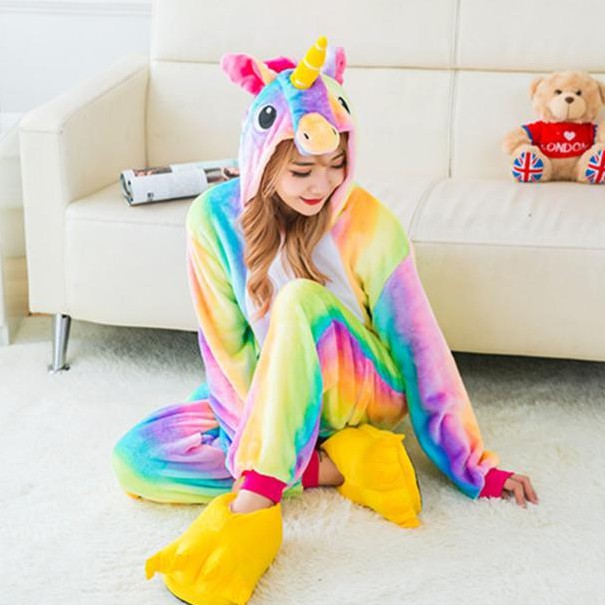 Bộ Đồ Thú Unicorn Rainbow - Chất Nhung Mịn Cao Cấp [FREESHIP]
