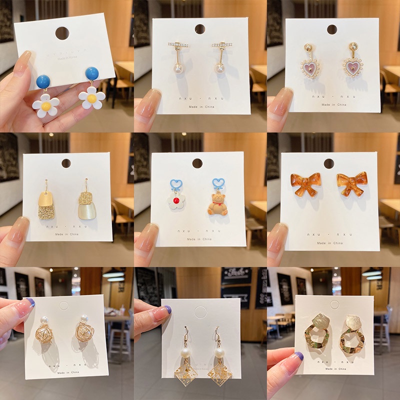 Bông tai ngọc trai nhỏ đơn giản và đơn giản thời trang mùa hè Hàn Quốc mới cho nữ