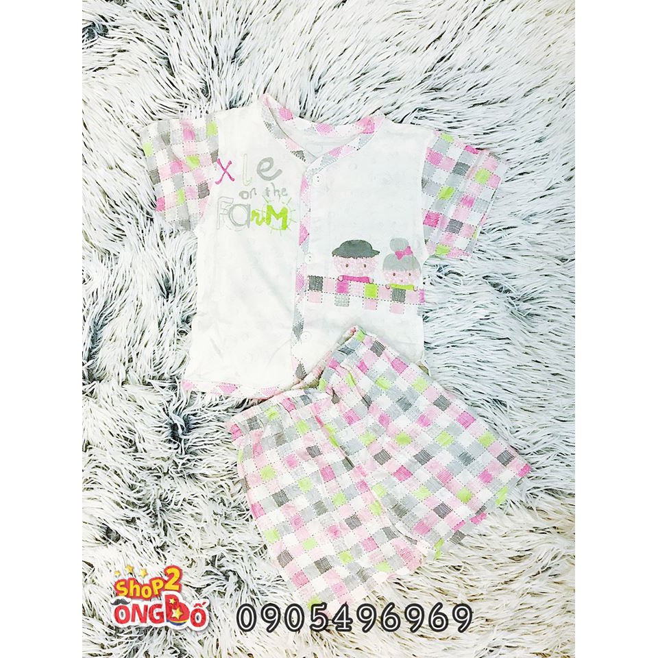 Bộ quần áo hình cặp đôi cho bé trai/gái 3m-12m (3 màu: hồng+xanh+vàng)