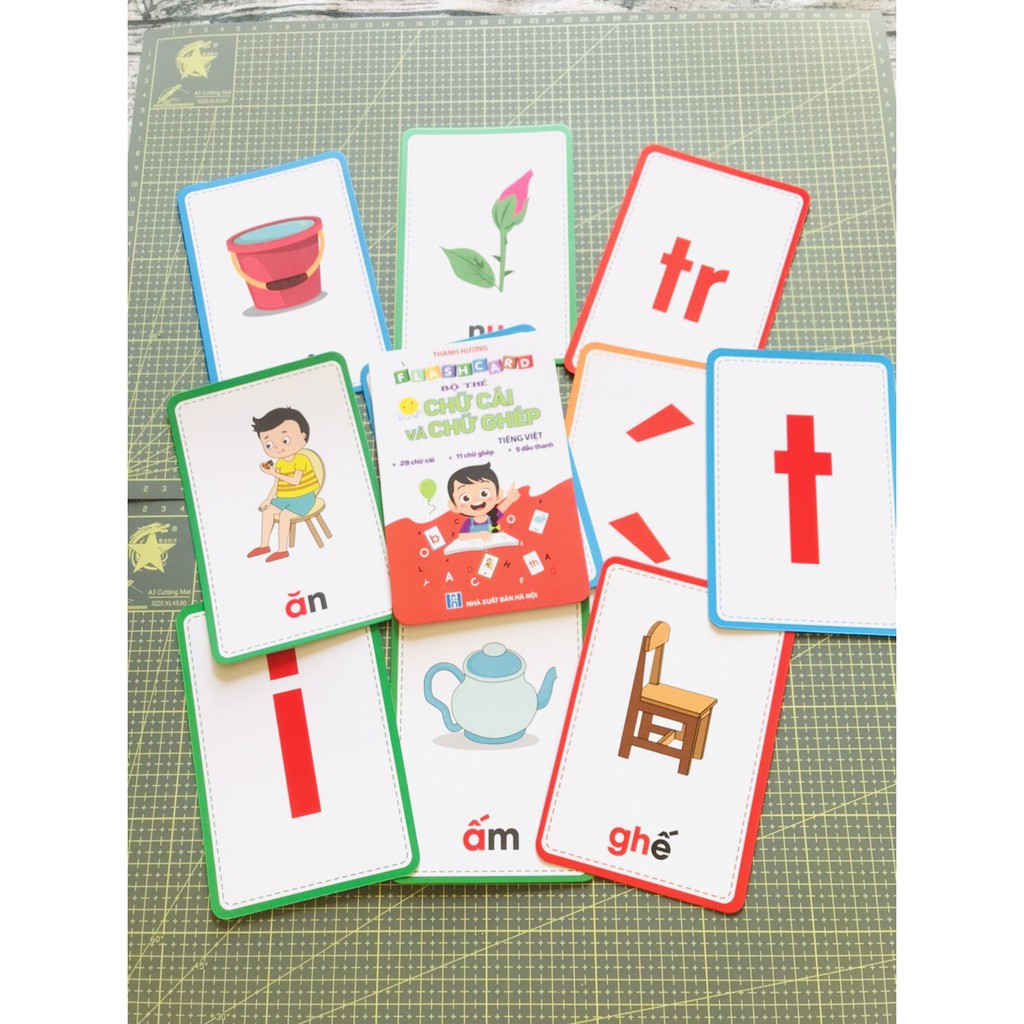 Bộ thẻ flashcard chữ ghép và chữ cái cho bé học tiếng việt(khổ lớn 10x15cm)