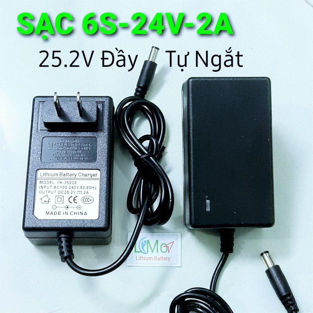 Sạc pin 6S 24V 2A. Sạc pin Lithium ion 24V. Chuyên sạc pin máy khoan, máy mài và các khối pin nối theo mạch 6S - LIMO