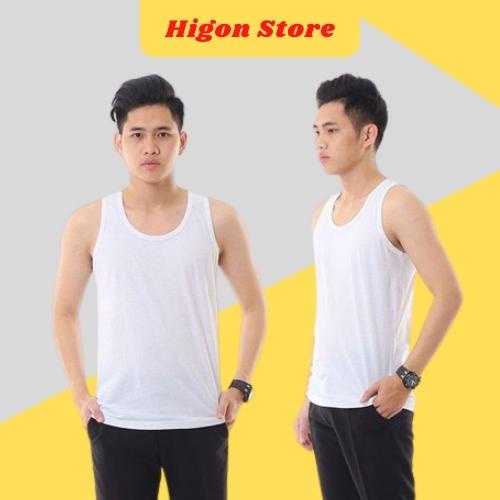 Áo 3 lỗ nam trắng trơn chất liệu cotton Higon thấm hút mồ hôi, áo sát nách nam HG-32