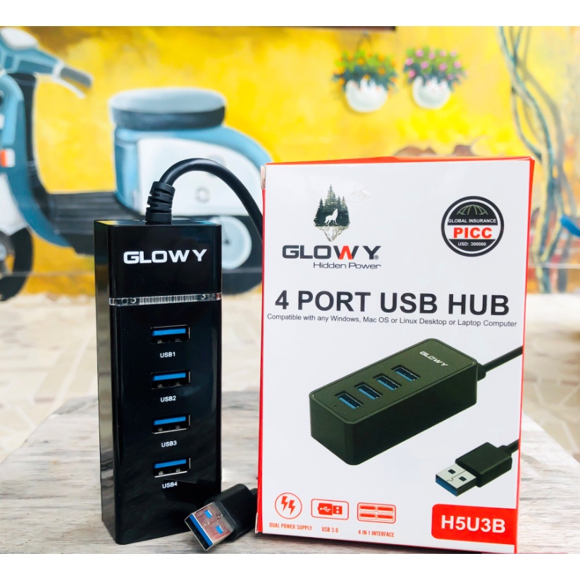 HUB H5U3B chia cổng USB - Sản phấm chính hãng Gloway - Bảo hành 2 năm !!!