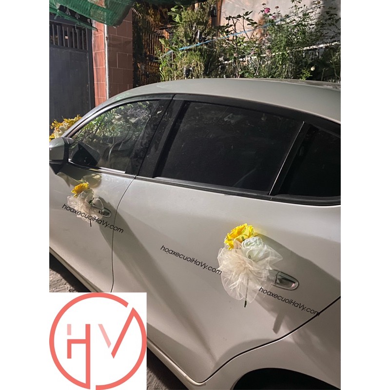 HOA XE CƯỚI ĐẸP MÀU TRẮNG VÀNG