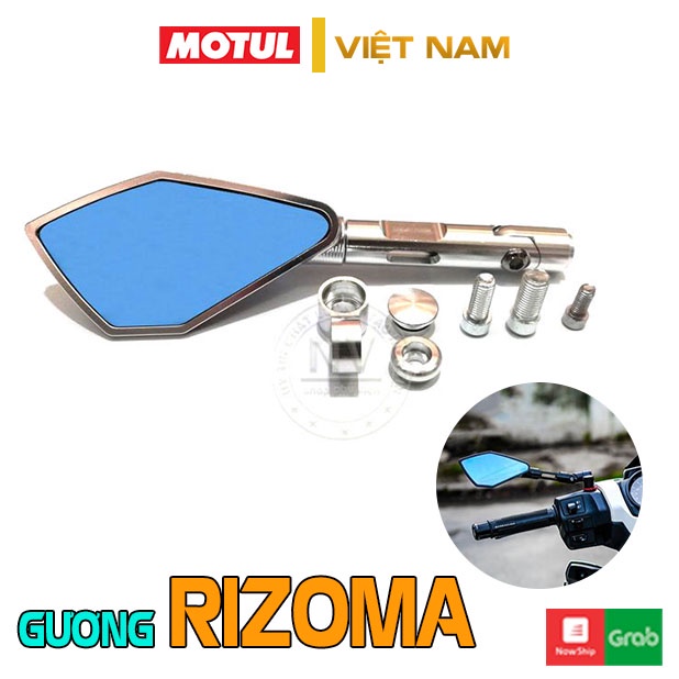 Gương chiếu hậu xe máy Rizoma thời trang mini mẫu 5 Cạnh full nhôm loại 1 gắn chân kính cho AB, SH, SH Mode, Wave,…