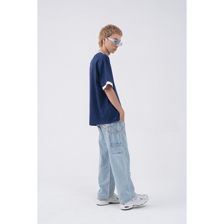 Áo Thun BOO Unisex Dáng Oversize Phối Rib Tay In Graphic Logo BOOLAAB