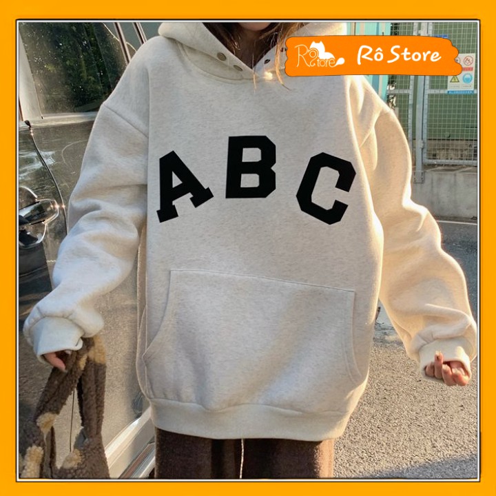 Áo hoodie  unisex ABC nam nữ form rộng chất vải nỉ ngoại mũ 2 lớp siêu dày dặn RÔ STORE HD10