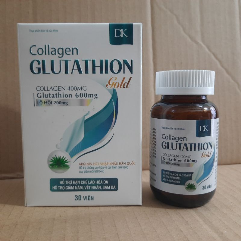 Viên uống trắng da GLUTATHIONE 600 - COLLAGEN GLUTATHION GOLD_Hộp 30 viên giúp làm đẹp da ,hết nám tàn nhang