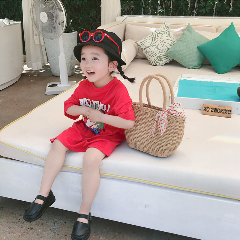 Đầm Thun Tay Ngắn In Hoạ Tiết Hoạt Hình Đáng Yêu Thời Trang Mùa Hè Cho Bé