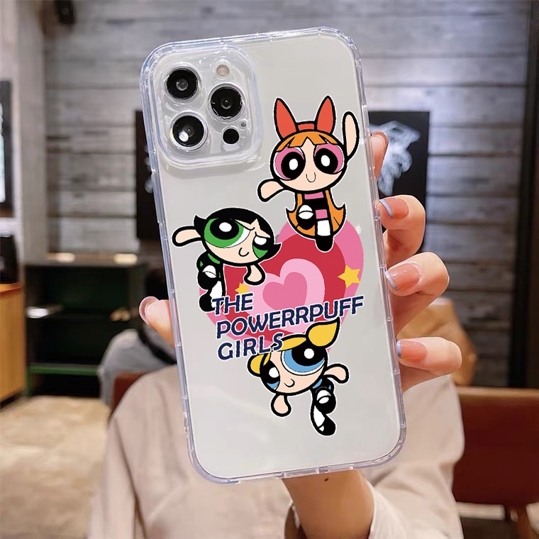 Ốp Điện Thoại Mềm Trong Suốt Hình Powerpuff Girls Cho iPhone 12 mini 11 13 14 Pro Max XR 6S 7 8 Plus SE2 SE3 XS Max