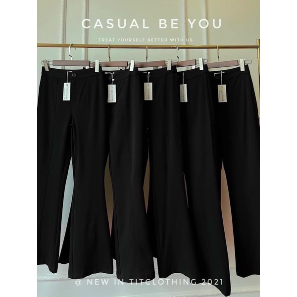 Quần ống loe 1 cúc chất tuyết mưa tôn dáng Aimee closet