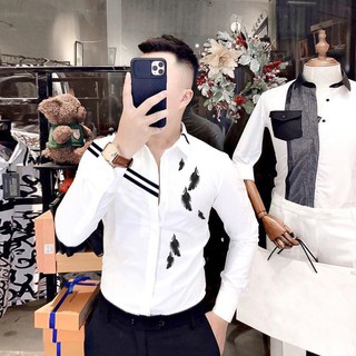 Áo sơ mi nam cao cấp họa tiết chiếc lá | sơ mi nam đẹp sm164