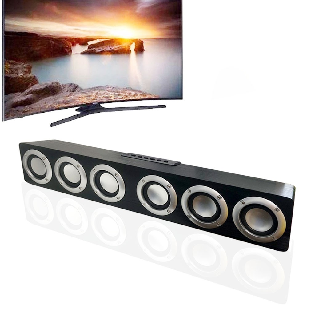 Loa Bluetooth Soundbar tivi 3D vỏ gỗ thật, âm thanh nổi 6 bass, thiết kế sang trọng