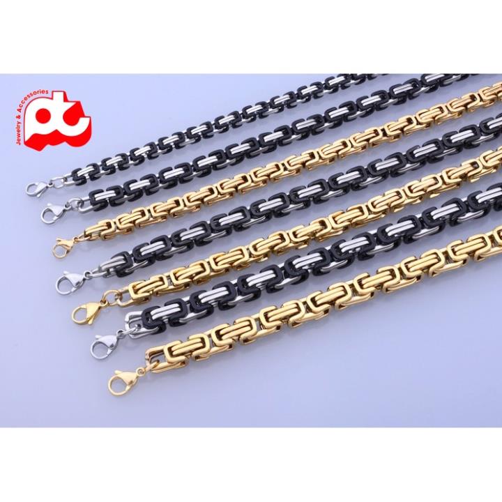 Lắc tay nam cao cấp đẹp sang trọng titan thép không gỉ kiểu ziczac vuông PT JEWELRY kích cỡ 9mm màu trắng PTLTNA78