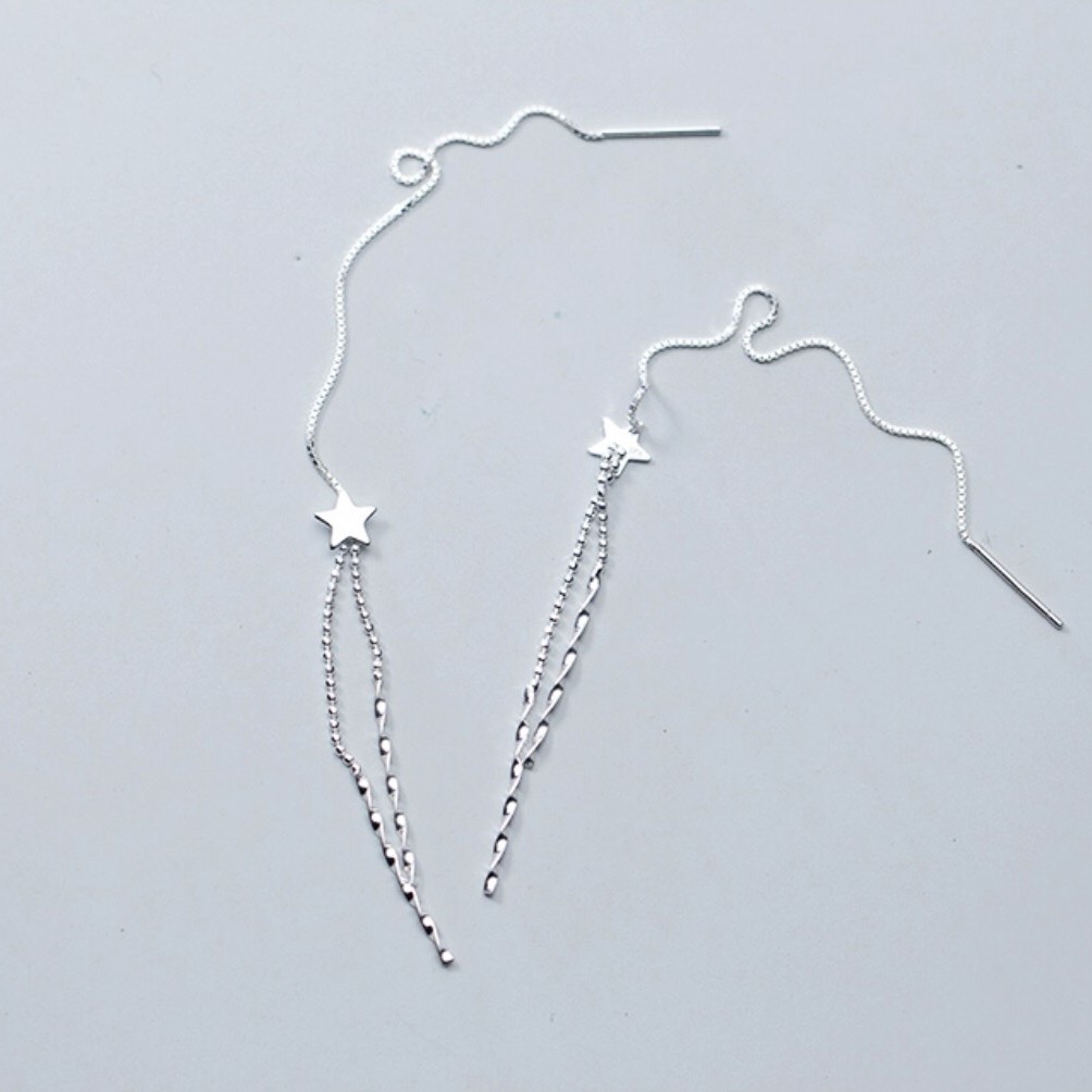 Khuyên Tai Dài Cá tính Bạc 925 Cho Nữ Hình Tua Rua - B2451- Bảo Ngọc jewelry