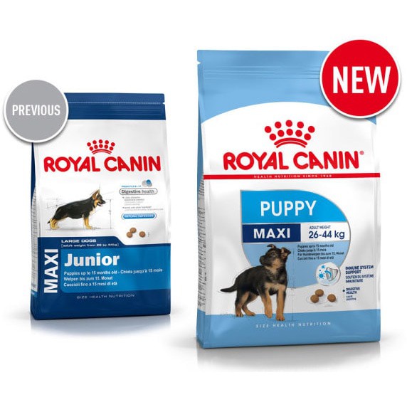 Thức ăn cho chó con có cân nặng tối đa từ 26 - 44kg và dưới 15 tháng tuổi Royal canin Maxi Puppy túi 10kg
