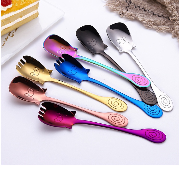 Bộ Dụng Cụ Ăn Uống Bằng Inox 304 Kiểu Hoạt Hình Đáng Yêu Cho Bé