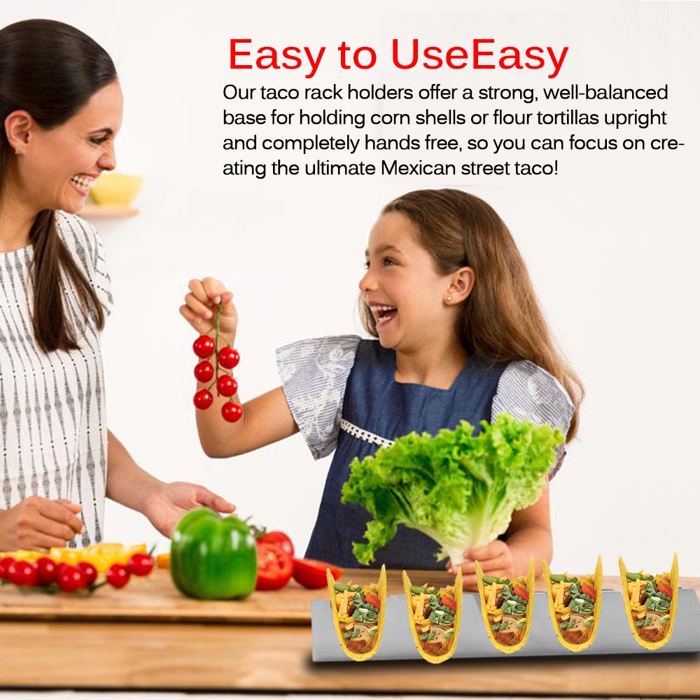 [global]Taco Holder Stand Pack Stainless Steel Taco Stand Tray for Oven Soft Or Hard Tacos