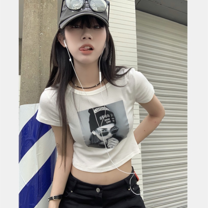 Áo Thun Tay Ngắn Dáng Ôm In Họa Tiết Thời Trang Dành Cho Nữ