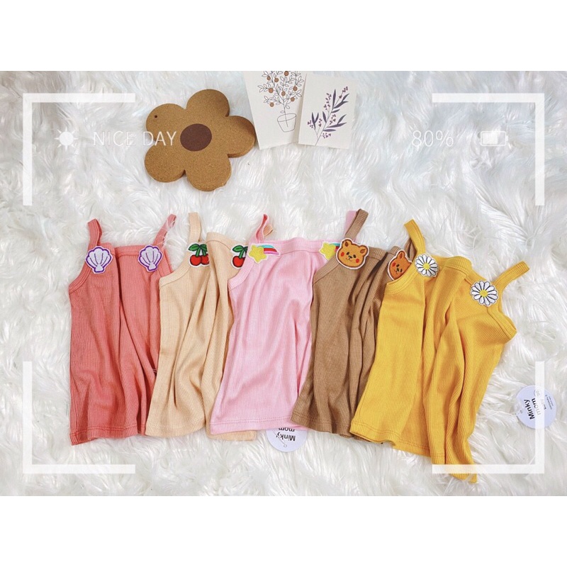 Bộ 2 Dây Bé Gái Minky Mom Vải Tăm Lạnh Mềm Mát, Áo Hai Dây Cho Bé Gái Mặc Hè Thoáng Mát
