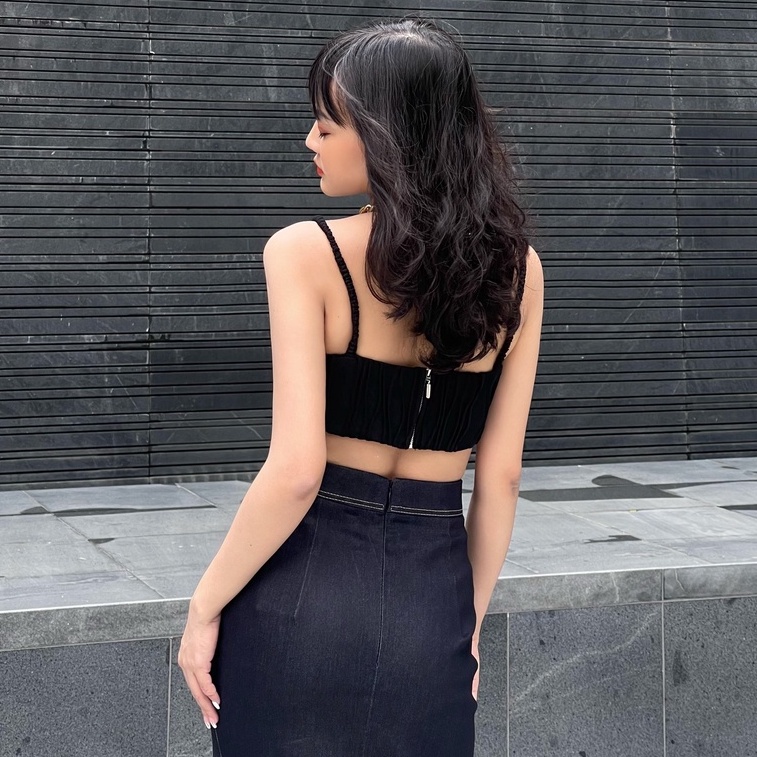Áo Croptop Hai Dây Gân Nổi - EDINI - A1437