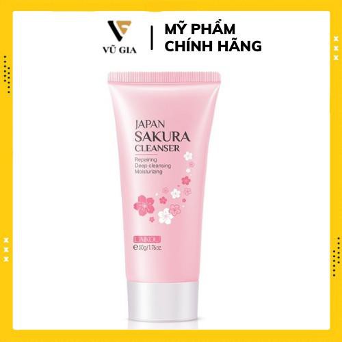 Sữa Rửa Mặt, Sữa Rửa Mặt Laikou Hoa Anh Đào Nhật Bản Kiềm Soát Dầu Làm Sạch Mụn Đầu Đen Thu Nhỏ Lỗ Chân Lông 50G