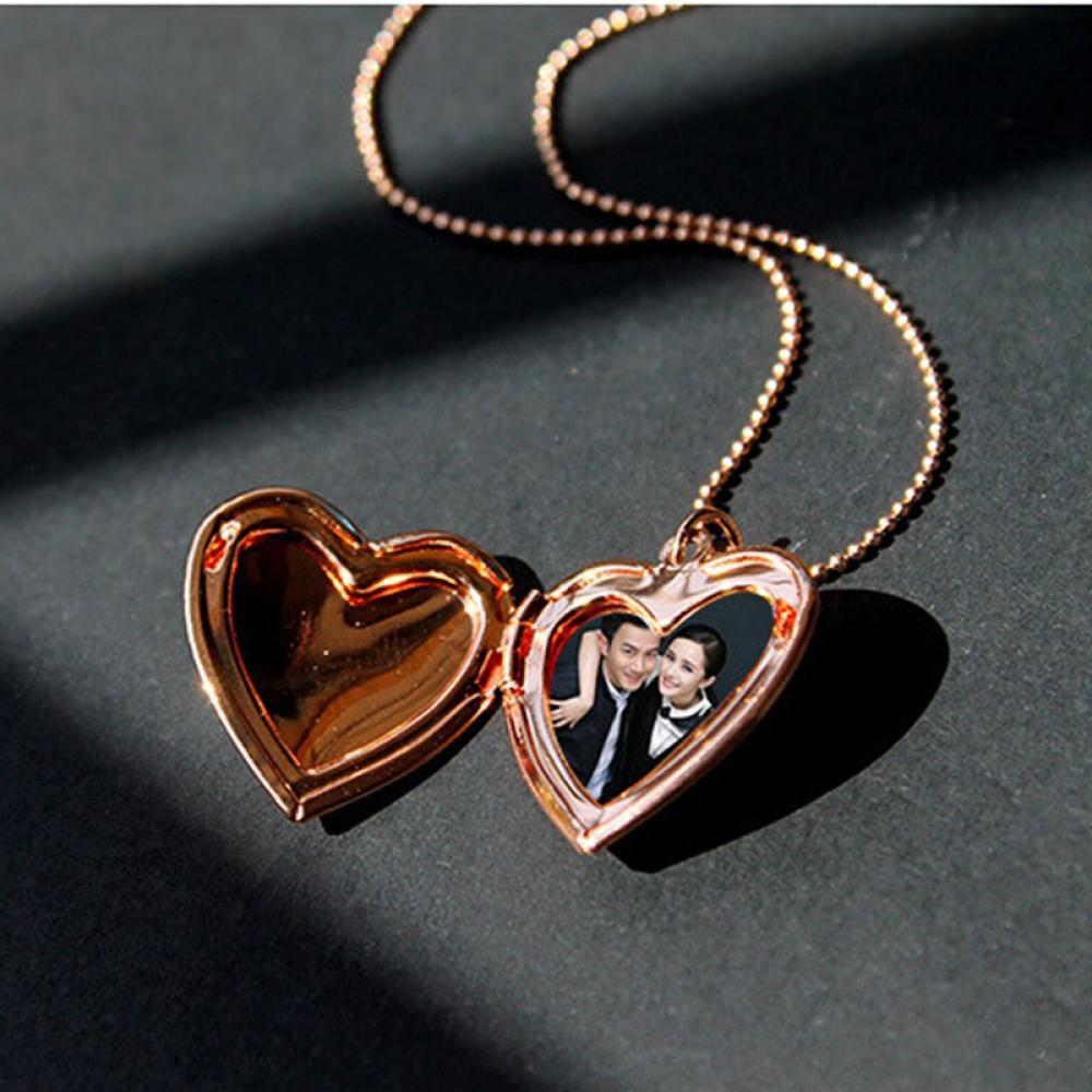 LUCKY🔆 Men Women Necklace Lover Heart Shaped Photo Picture Locket Gift Chain Friend Fashion Jewelry Pendant/Multicolor