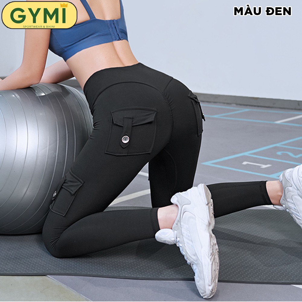 Quần tập gym yoga nữ chun mông túi hộp Mitao Girl x GYMI QD30 dáng legging chất thun poly mền mịn cạp chéo nâng mông