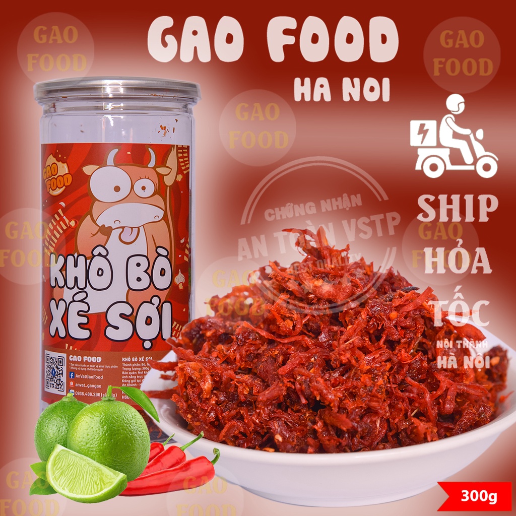 Khô Bò Cay Hũ Pet 300g💖 FREESHIP 💖Đồ Ăn Vặt GaoGao-Ăn Vặt Hà Nội