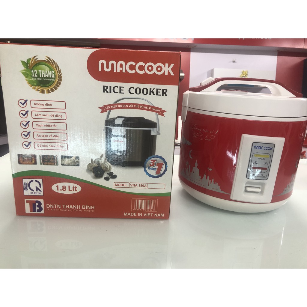 Nồi cơm điện 1.8lit MACCOOK 180A [Có video ] - HÀNG VIỆT NAM CHẤT LƯỢNG CAO