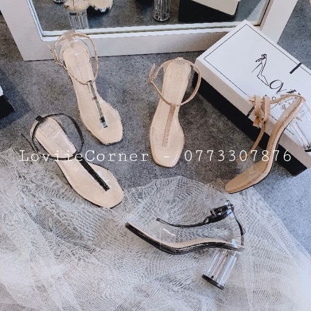 [Mã SKAMFSW175 giảm 10K đơn 50K] SANDAL NỮ XỎ NGÓN LOVIIECORNER GIÀY SANDAL CAO GÓT ĐẾ VUÔNG 3 PHÂN S210703