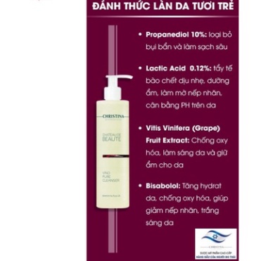 Sữa rửa mặt Christina giúp làm sạch và cân bằng độ ẩm cho da 300ml Chateau Vino Pure Cleanser.