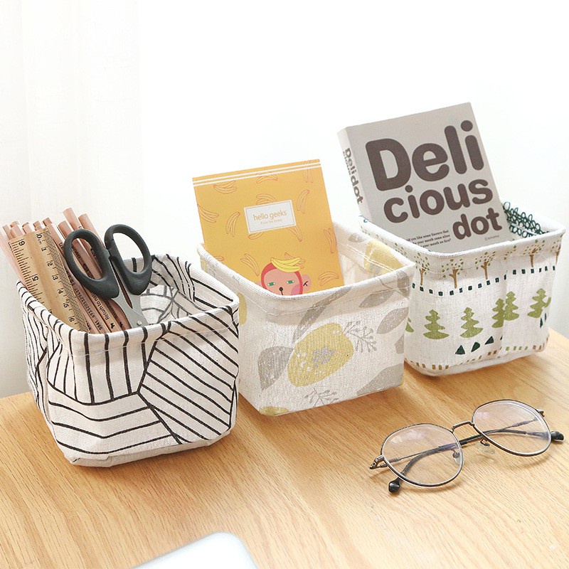 Giỏ vải đựng đồ cá nhân,quần áo, văn phòng xinh xắn, đa năng 14x16x20cm
