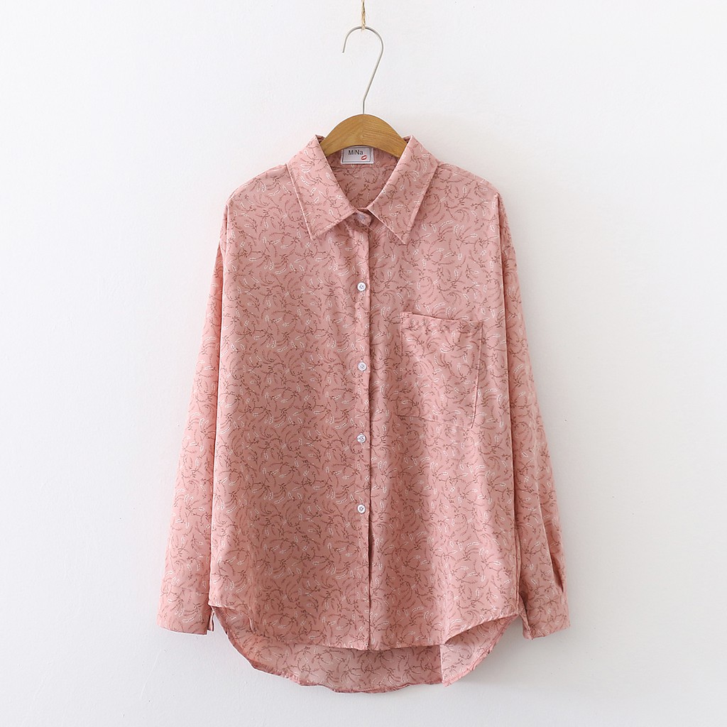 Áo Sơ Mi Voan Họa Tiết Hoa Tay Dài Phong Cách Hàn Quốc Cho Nữ | BigBuy360 - bigbuy360.vn