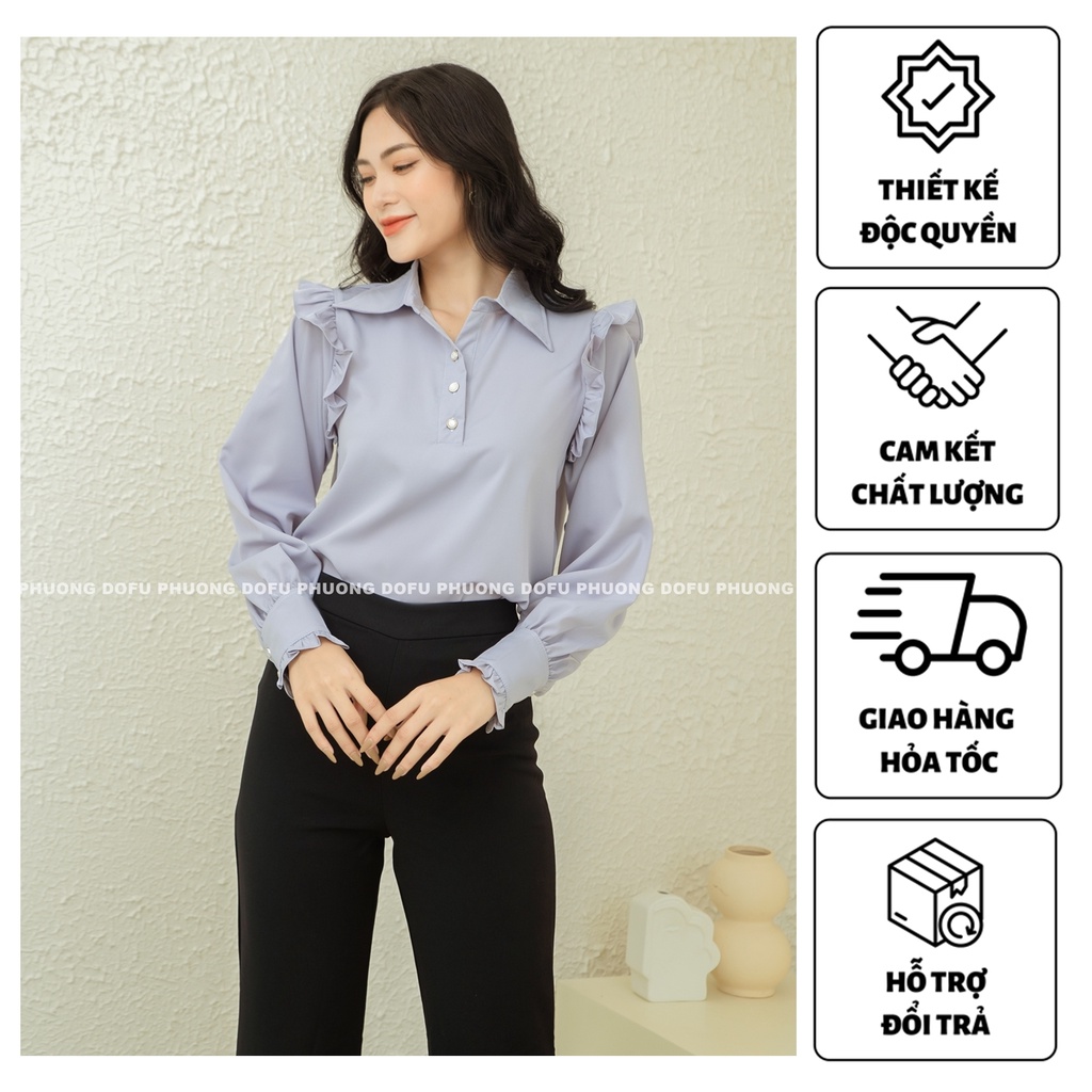 Áo sơ mi công sở tay dài phối bèo - Jena Shirt
