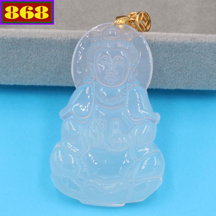 Mặt dây chuyền Phật Quan âm trắng 5.6 cm MQAMNTN1 - Mặt Phật đá phong thủy Size lớn