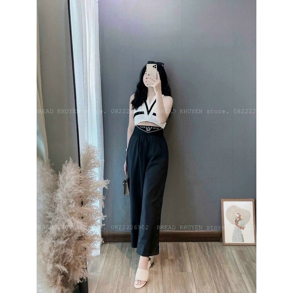 Áo len cổ yếm chéo pha màu Mã A62