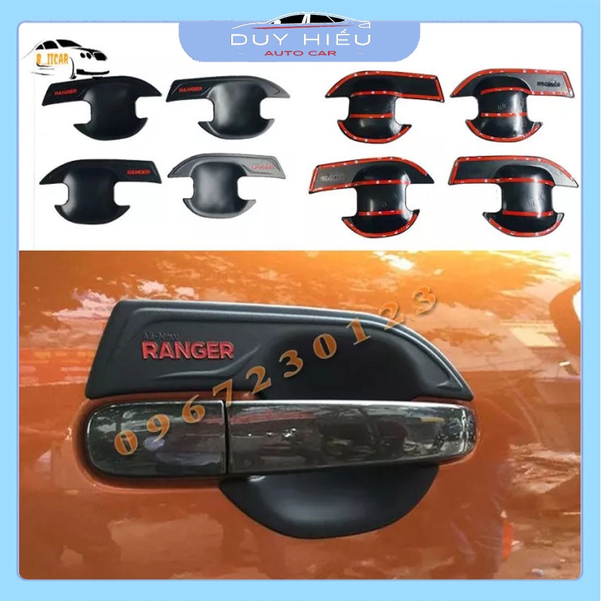 Bộ 4 Ốp Hõm Cửa FORD RANGER 2012-2021 Nhựa Đen Hàng cao Cấp