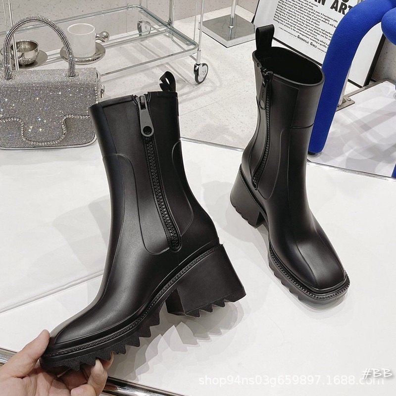 Boot nữ chlo cổ cao đế 5cm bốt nhựa cao cấp fullbox