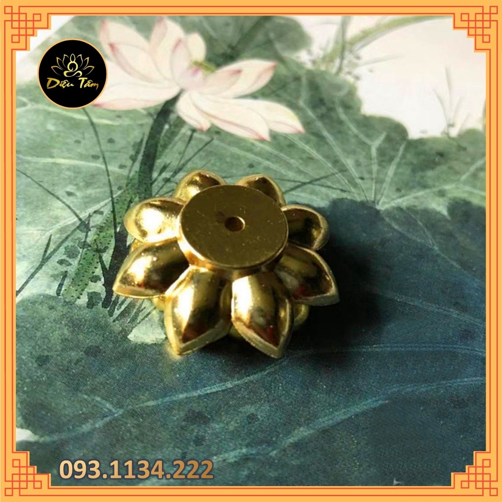 Đế cắm nhang không tăm trầm hương hoa sen vàng phụ kiện thác khói dành cho lư đồng xông trầm hương