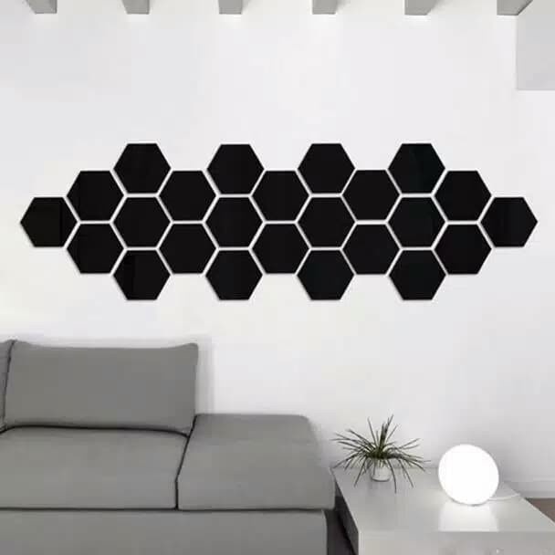 Set 12 Miếng Kính Lục Giác Tráng Gương Hình Lục Giác / Lục Giác Màu Đen